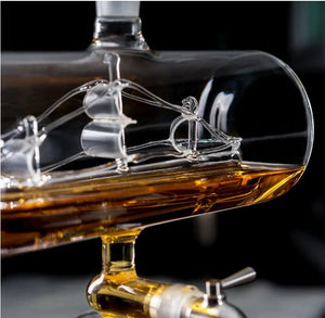 Sailing Wine Barrel Shaped Whiskey Decanter Set