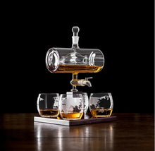 Load image into Gallery viewer, Sailing Wine Barrel Shaped Whiskey Decanter Set
