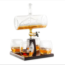 Load image into Gallery viewer, Sailing Wine Barrel Shaped Whiskey Decanter Set
