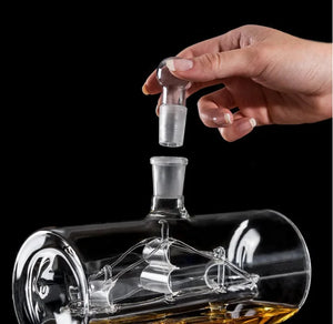Sailing Wine Barrel Shaped Whiskey Decanter Set